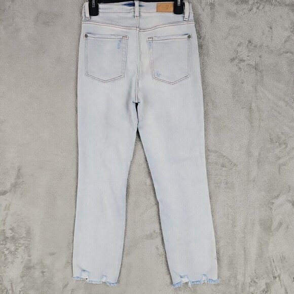 7 For All Mankind Jeans Womens 27 Edie Luxe Vintage Light Blue Distressed Ankle - Picture 2 of 14